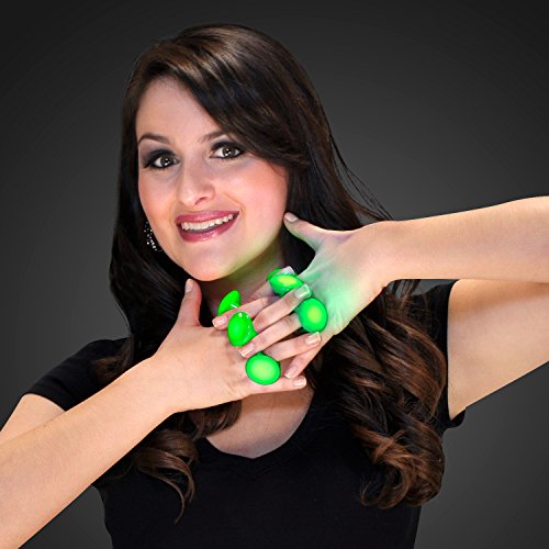 Light Up Green Glowing LED Ring (Set of 12)