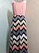 shangke Womens Ladies Striped Zig Zag Scoop Neck Chevron Print Tank Maxi Long Party Dress (L, Pink)
