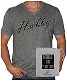 It's Your Day Clothing Hubby V Neck Heather Gray Men's + IYD Gift Bag (Large)
