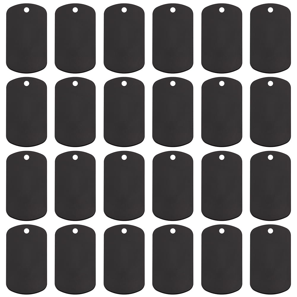BENECREAT 100pcs Aluminum Stamping Blanks, Rectangle Stamping Tag Blank Black Dog Tag Engraved Tags for Necklace Bracelet, DIY Keychains, Pets Tags Project, 50x29mm