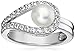 Platinum-Plated Sterling Silver Cubic Zirconia Freshwater Cultured Pearl Ring, Size 9