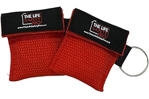 THE LIFE SAFETY PRO CPR Face Shield Keychain Mask 2pcs., Disposable CPR Face Shield with One Way Valve Breathing Barrier for First Aid, CPR, Travel, Home, Office, Car, Keyring, Bag or Emergency Kit.