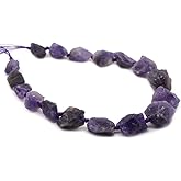 Natural Dark Amethyst Crystal Nugget Raw Graduated Beads Strand 2mm Hole Drilled