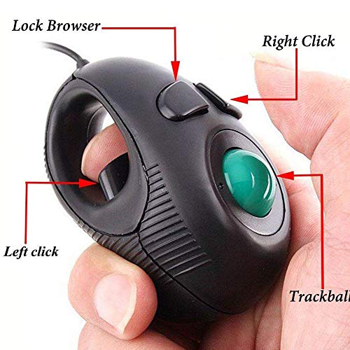Ergonomic Handheld Trackball Mouse Wired Mini USB Portable Finger Travel Computer Right Left