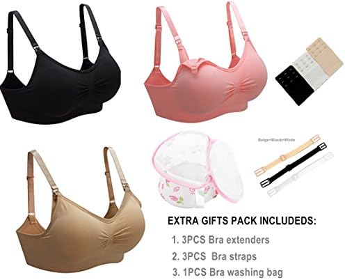Maternity Nursing Clothes Breastfeeding Clothing Tops Pregnancy Tops 3PCS/PACK Black beige pink Medium