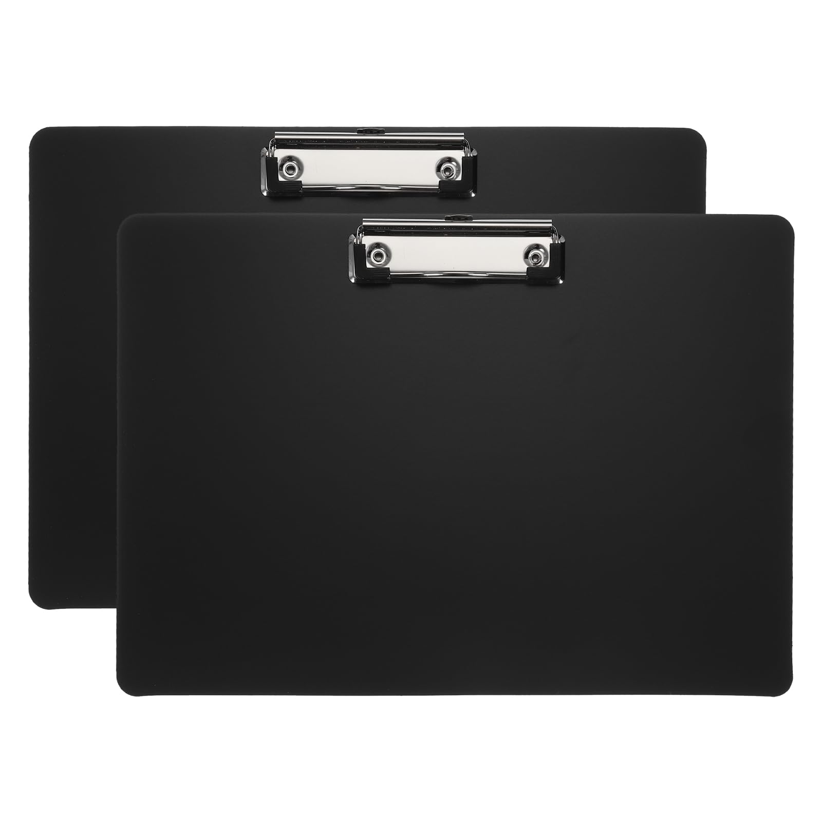 PATIKIL 12.4 x 8.86 Inch Landscape Clipboard, 2 Pack A4 PP Plastic Office Clipboards Low Profile Clip for Office Drawing Sketching, Black