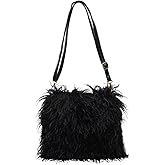 Tarvione Fur Purse Mongolian Shoulder Bag Curly Fluffy Fuzzy Furry Handbag Top Handle Crossbody Bags Soft Winter Totes