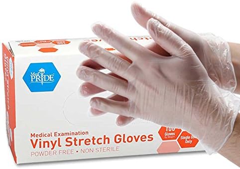 MedPride Powder-Free Stretch Vinyl Exam Gloves, X-Large, Box/100