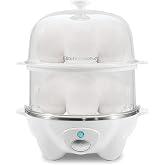 Elite Gourmet 14-Egg 2-Tier Rapid Egg Cooker, BPA-Free, Auto Shut-Off | 5-Egg Poacher, Soft-Hard Boiled, Omelet, EGC1405W