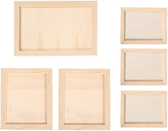 6PCS Picture Frame Wooden DIY Painting Child Unfinished Craft Frame