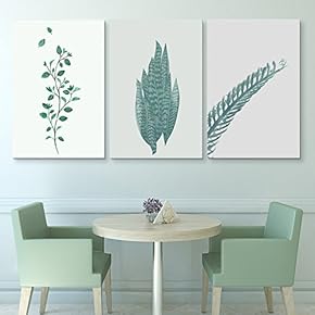 3 Panel Canvas Wall Art - Retro Style Plants - Giclee Print Gallery Wrap Modern Home Art Ready to Hang - 16"x24" x 3 Panels