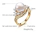 VNOX 18K Gold Plated Copper Cubic Zirconia Man-Made Pearl Ring for Engagement Wedding, Size 8