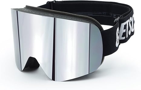 black reflective ski goggles
