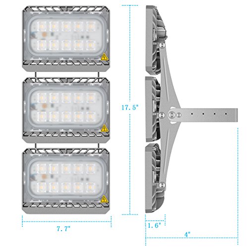 LED Flood Light Outdoor, STASUN 150W 13500lm LED Security Lights with Wider Lighting Area, 3000K Warm White, Built with CREE LED Chips, Waterproof, Great for Yard Street Parking Lot - Thumbnail 5