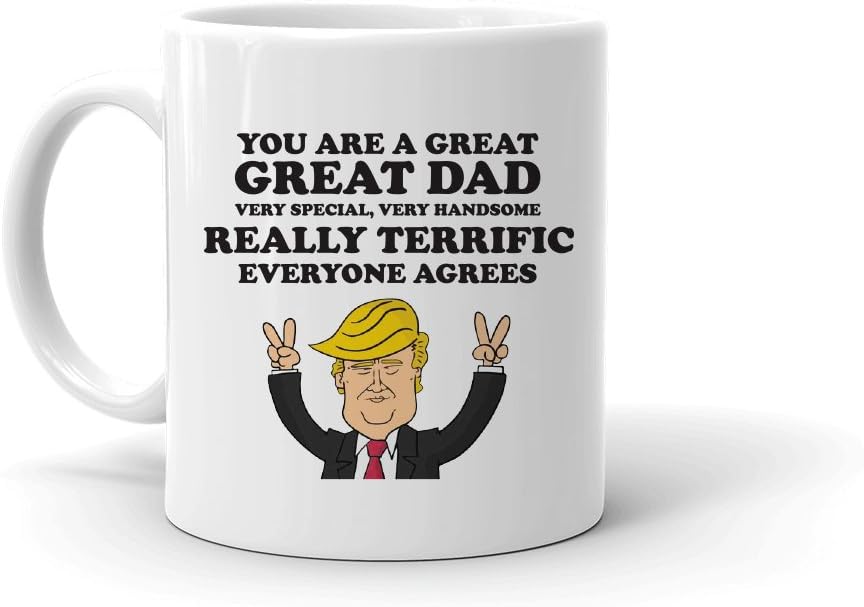 AMERICAN WIT Funny Mugs for Men, 11 oz. Funny Donald Trump Mug for Father's Day, Ceramic Trump Mug for Home and Office, Funny Ideas, Novelty Coffee Mugs for Men, Coworkers, Bosses, More
