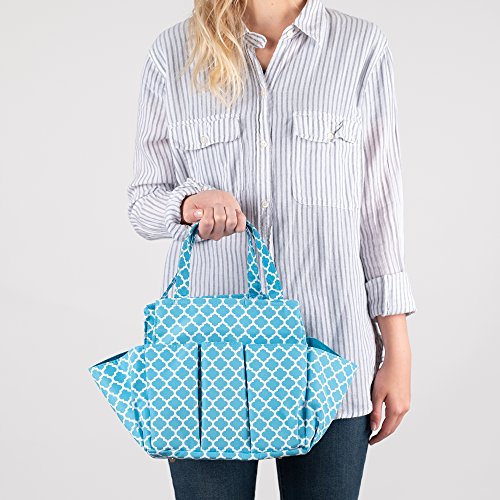 Small Garden Tote Bag, Utility Bags for Gardening, Car Totes, Organization, (Aqua Blue)