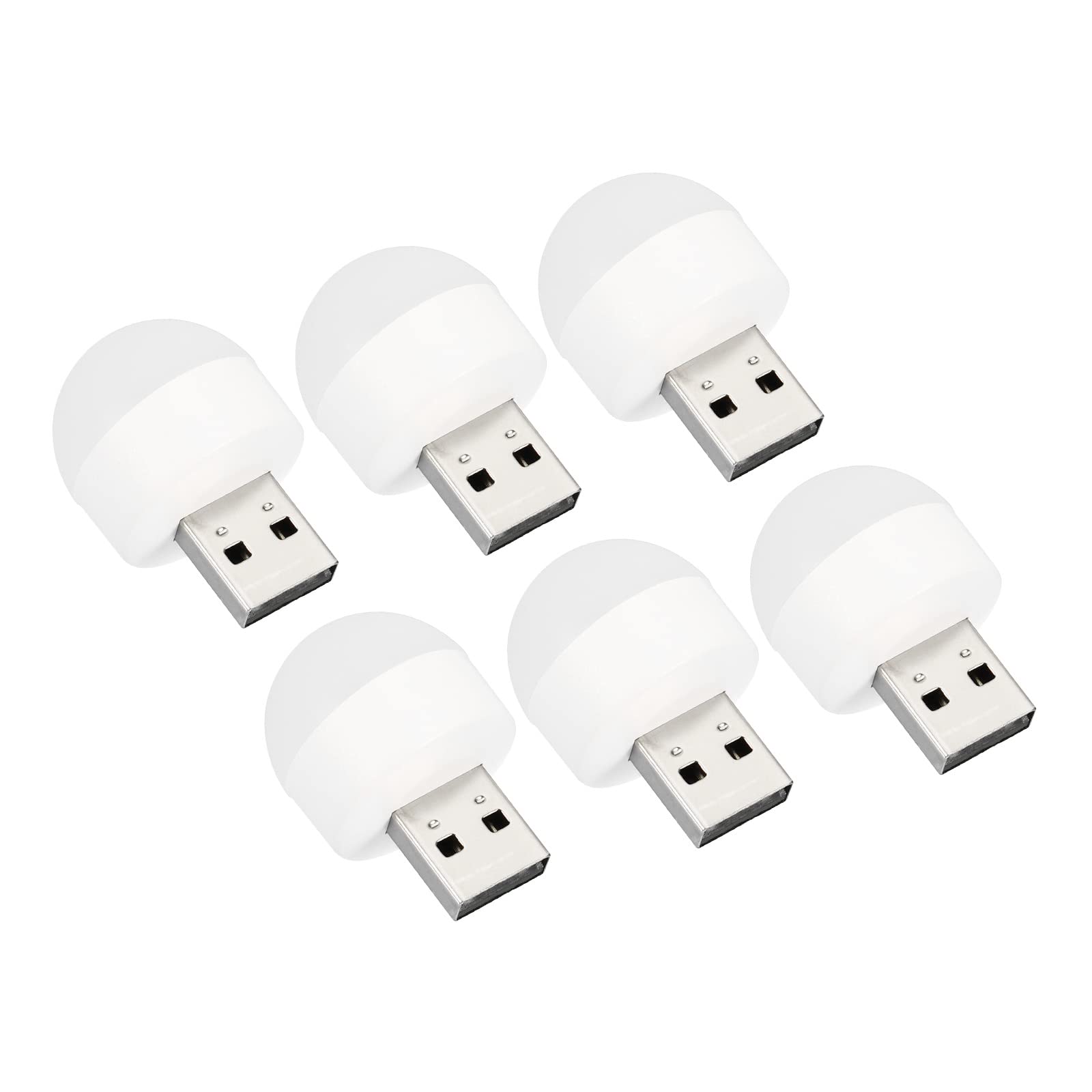 PATIKIL USB Night Light, 6 Pack 0.5W Portable Plug-in Mini LED Bulb for Home Decor Reading Sleeping Camping, White
