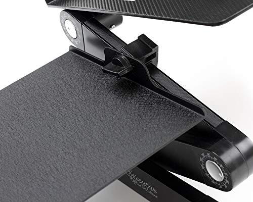 Portable Adjustable Aluminum Laptop Desk/Stand/Table Vented w/CPU Fans & EXTRA LARGE Mouse Pad Side Mount-Notebook-Macbook-Light Weight Ergonomic TV Bed Lap Tray Stand Up/Sitting-Black