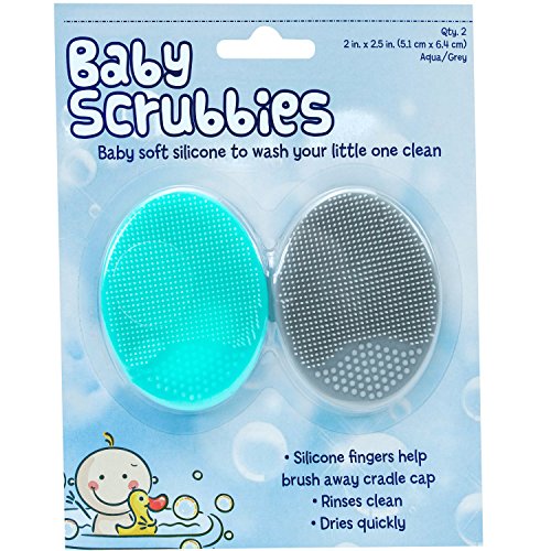 S&T 523401 Silicone Baby Bath Scrubbies - 2" X 2.5", Grey/Teal, 2PK - Thumbnail 4