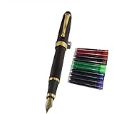 Gullor Jinhao 450 Normal nib Fountain Pen Dark red with 5 color Ink Cartridges