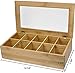 Estilo Tea Box Organizer, Premium Bamboo Tea Bag Storage Box with 10 Compartments, Storage Bin for Kitchen Cabinets, Countertops, Pantry