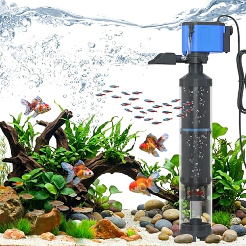 Nyganmelloz 5-in-1 25W aquarium filter,water pump,filter for fish tank,Ultra Quiet Operation,Powerful Oxygen Pump,wave-making and Electric Water Change functions with 1800L/H Flow, fish tank filter