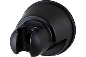 Hibbent Vacuum Suction Cup Shower Head Holder, Removable Showerhead Bracket, Height Adjustable Shower Wand Holder & Wall Mount ABS Plastic Suction Holder for Handheld Shower Head, Matte Black