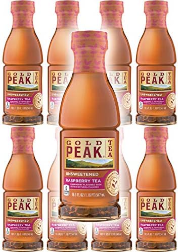 Gold Peak Unsweetened Raspberry Tea, 18.5oz (Pack of 8, Total of 148 Oz)