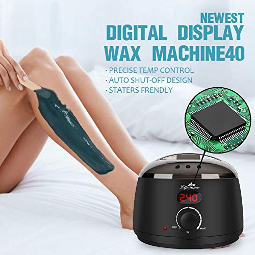 Waxing Kit, Digital Wax Warmer Hair Removal with 5 Packs of Wax Beads(17.64oz total), Lifestance Wax Machine with 43 Items,Wax Pots Professional for All Hair Types,Eyebrow,Facial,Body,Bikini,Brazilian