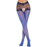 FiwoXam Women Nylon Opaque Tights Oil Shiny Sheer See Through High Waist Hollow Out Pantyhose
