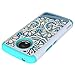 Moto E4 Plus Case, LEEGU [Shock Absorption] Dual Layer Heavy Duty Protective Silicone Plastic Cover Rugged Case for Motorola Moto E Plus 4th Generation (USA Version) - Blue Flower