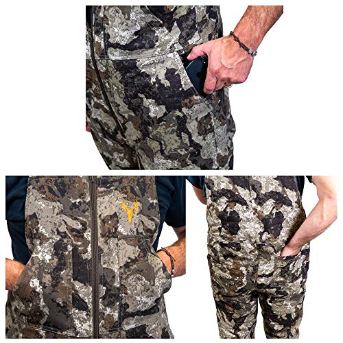 HOT SHOT Men’s Insulated VeilCervidae Camo Bib, Adjustable Height, Leg