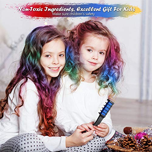 BALHVIT Hair Color Chalk Comb Set, [10 Bright Colors] Washable Hair Chalk for Girls Gifts, Popular Chalks on Birthday Cosplay Halloween Party, Non-Toxic Temporary Hair Chalk Pens Safe for Kids, Teen - Thumbnail 5