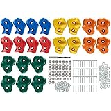 22 Assorted Deluxe Rock Climbing Holds for Kids - Outdoor Climbing Stones Kit with 44 Swing Safe Fasteners + Drill Bit Easy t