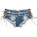 Soojun Women's Low Rise Side Straps Cheeky Mini Denim Shorts Clubwear, US 4-6, Style 1