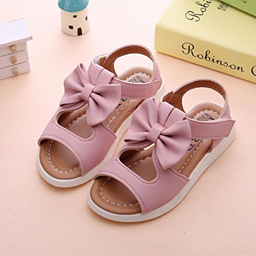 Tenworld Baby Toddler Girls and Little Girls Cut Out Bow Dress Flat Sandals (US Toddler 9M, Pink) - Thumbnail 3