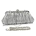 Fashion Road Womens Satin Pleated Evening Clutch Bags Purse Wedding Cocktail Party Handbags Silver