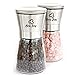 Bru Joy Salt and Pepper Ceramic Grinders, Spices Mill Pair with Adjustable Coarseness, Brushed Stainless Steel and Glass Body