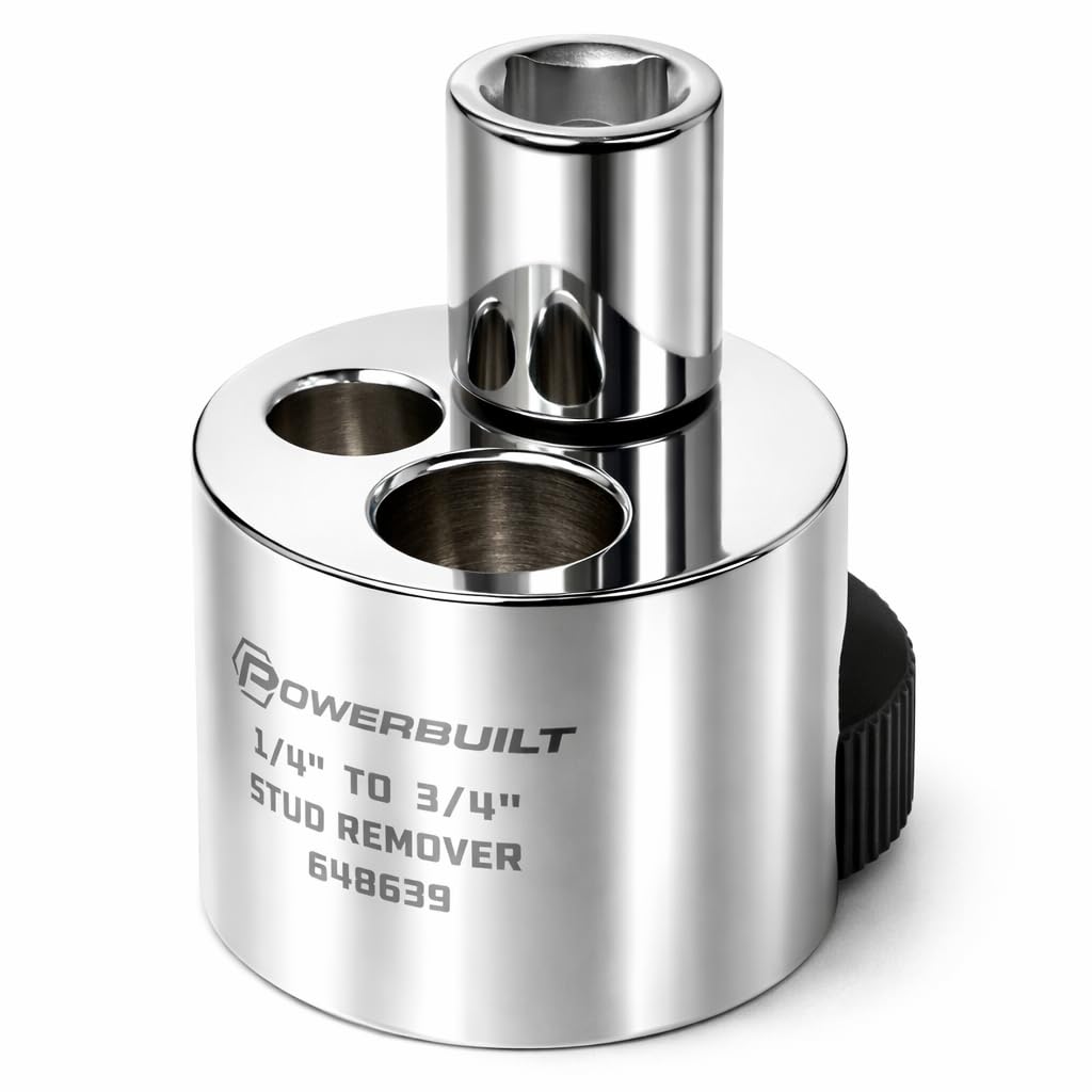 Powerbuilt Stud Extractor Tool, Remove 1/4" to 3/4" Nuts, Broken, or Seized Studs, Grip Damaged Bolts- 648639, Silver