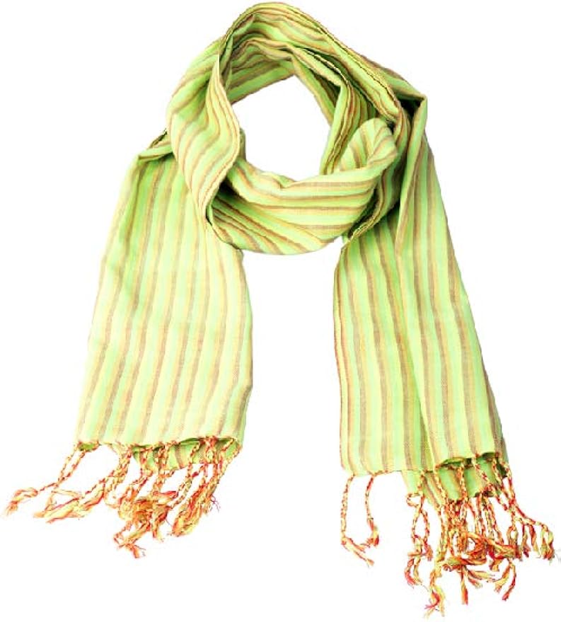 Handmade 100 ORGANIC EGYPTIAN Cotton Fashion Scarves (72"x18", Green/YellowNS) at Amazon Women
