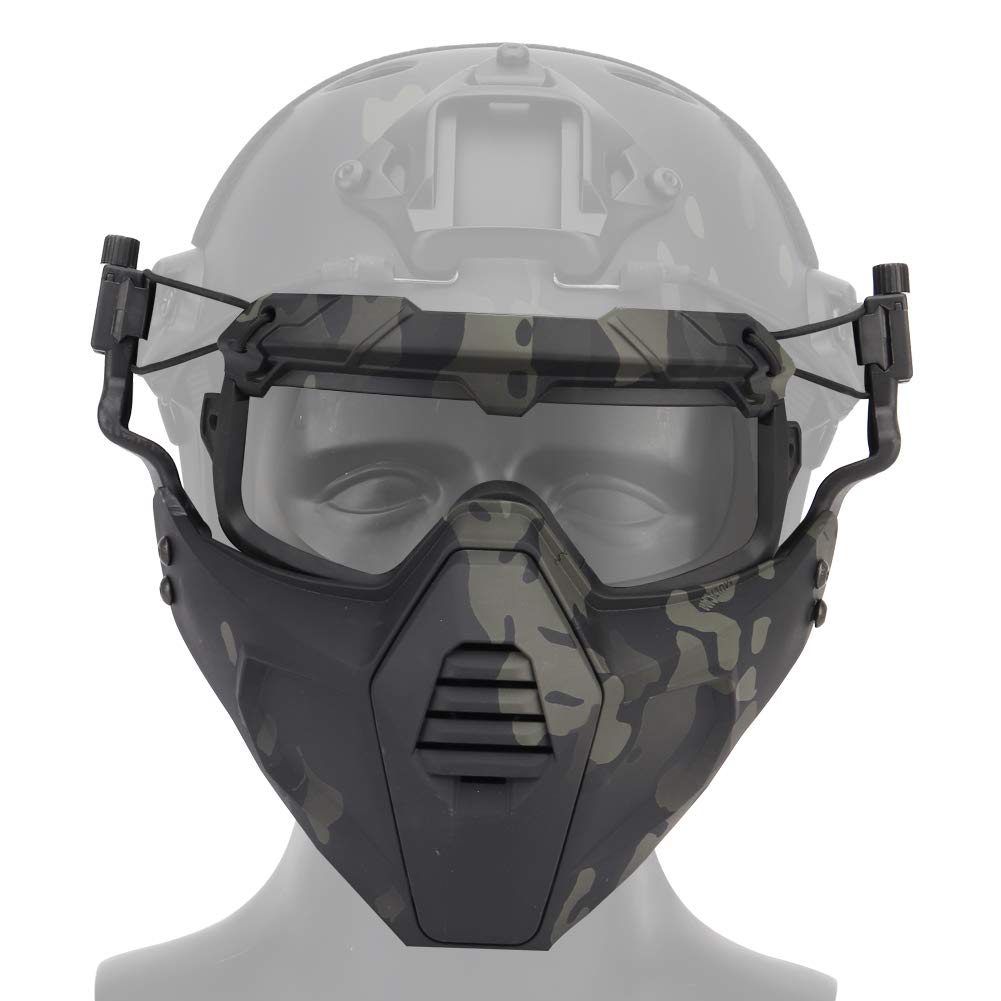 FAST Helmet Protective Riding Goggles Glasses With Removable Face Mask Fits for Airsoft Paintball Halloween Party