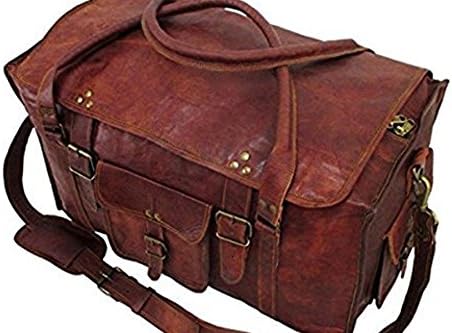 Silkroute craft 21" Men &amp; Women Retro Style Carry on Luggage Flap Duffel Leather Bag