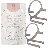 Snugell Strap Replacement for ResMed AirFit F20 Full Face Mask CPAP Machines – Ultra-Soft Elastic Nylon Headband for Secure, Comfortable Fit – CPAP Supplies – Large 2 Pack - Gray and Purple