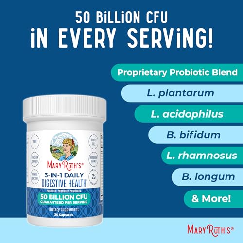 MaryRuth Organics- Probióticos 3 en 1 de MaryRuth para la salud digestiva | Prebióticos y posbióticos | Suplemento para la salud intestinal