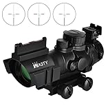 MA3TY 4x32 Rifle Scope, BDC Retical Red-Green-Blue Illuminated Guns Scope for Hunting with Fiber Optic Sight for 20mm Rail