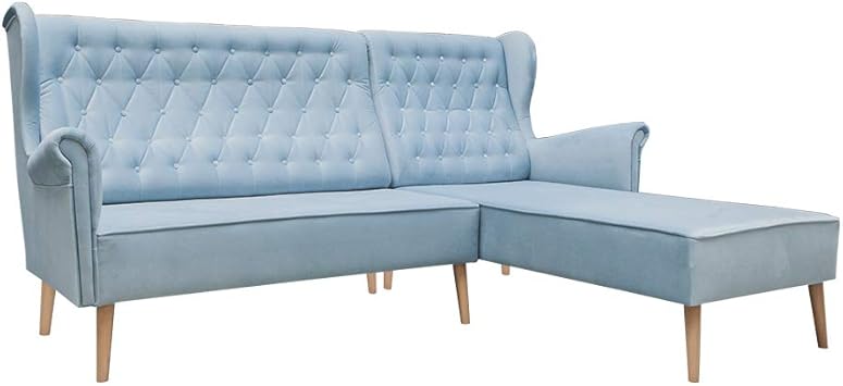 Moeblo Ohrensofa Ecksofa Sofa Couch Garnitur Stoff Samt Velour Glamour Wohnlandschaft Chesterfield Velo Blau Ecksofa Rechts Amazon De Kuche Haushalt