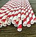 Paper Drinking Straws - Red and White - Valentine - Birthday Party Supply - Stripe Chevron Polka Dot - 7.75 Inches - 100 Pack Outside the Box Papers Brand