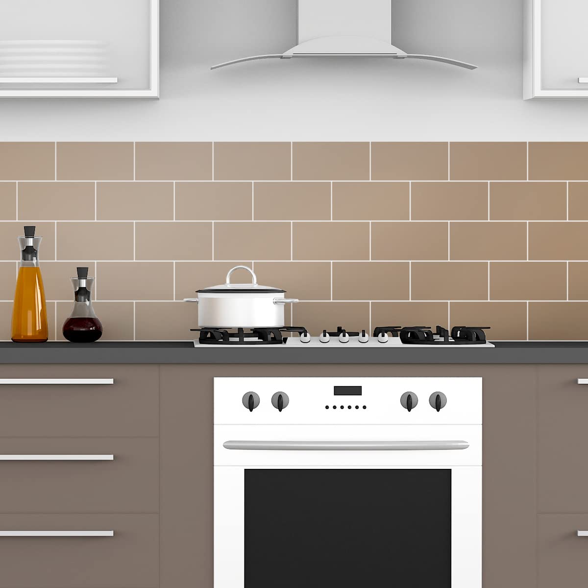 30 Tile Stickers Height 10 x Length 20 cm Underground Tile Stickers 50 x 120 cm Taupe