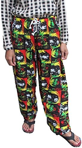 Welcome2Bangkok' LOVELY BOB MARLEY 100% Rayon One Size Women's BOB MARLEY Print Exercise Yoga Harem Trousers (pen)