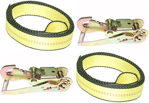 2" X 10' DKG Soft Eye Strap with Snap Hook Ratchet Tie Down - Over Wheel Lasso Strap with Ratchet Car Carrier Tie Down - Side Mount Car Hauler Trailer Tire Strap with Ratchet (2 Pack)